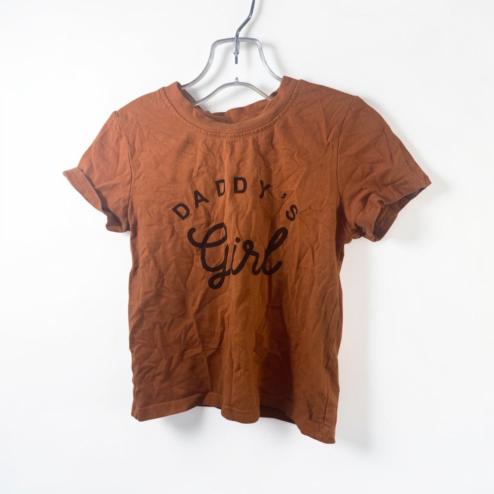 SHEIN Girls Rust Orange Daddys Girl Graphic T-Shirt Size 110 5Y Short Sleeve Tee